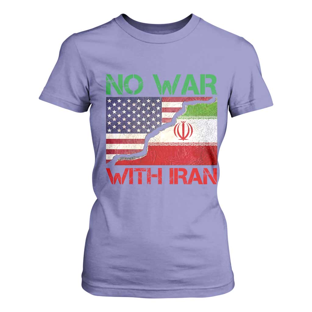 No War With Iran T Shirt For Women Middle East Freedom TS12 Violet Print Your Wear