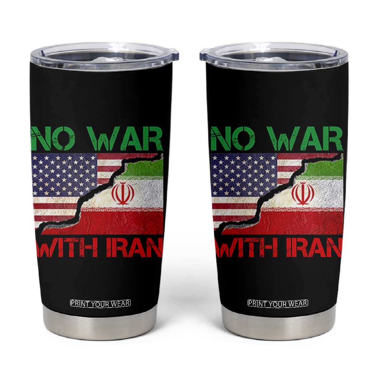 No War With Iran Tumbler Cup Middle East Freedom TS12 Black Print Your Wear