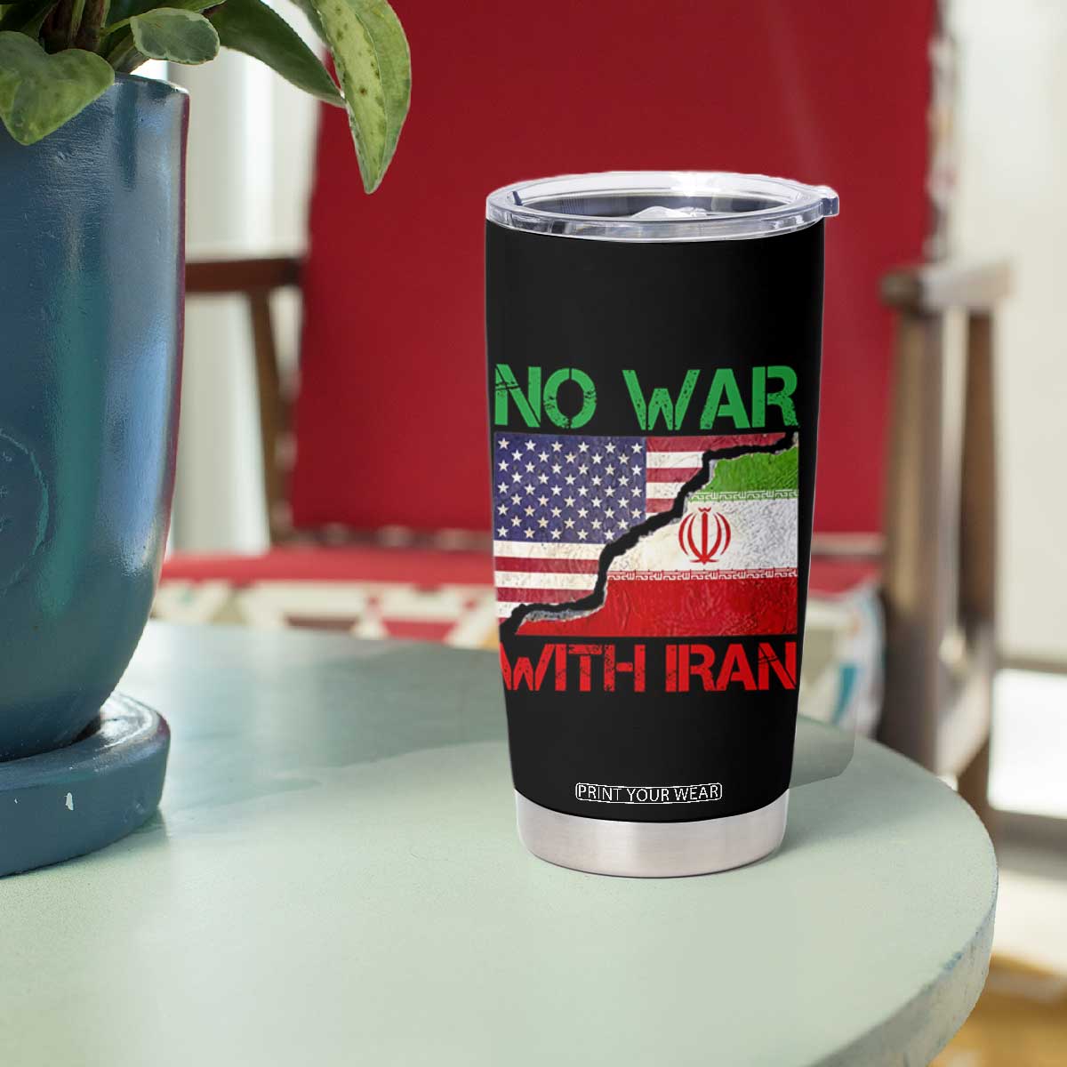 No War With Iran Tumbler Cup Middle East Freedom TS12 Print Your Wear
