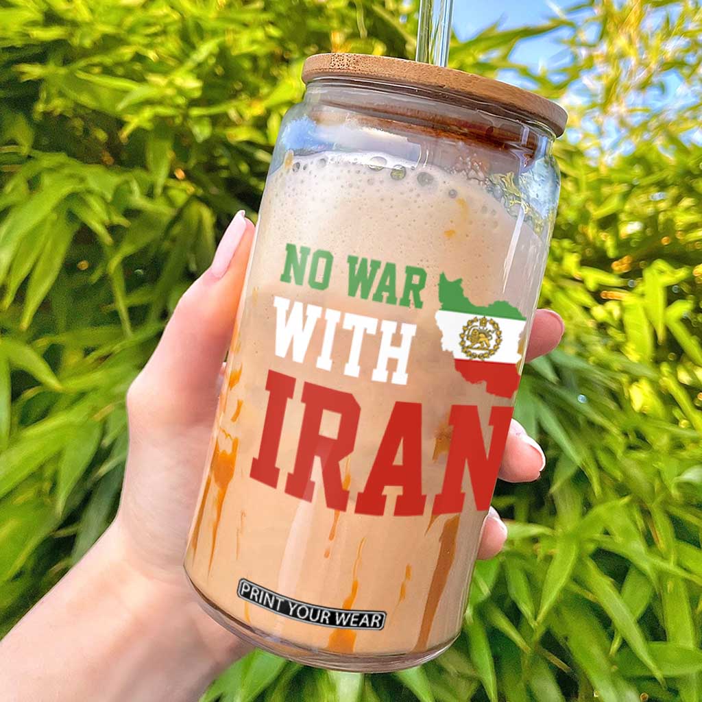 No War With Iran Glass Can Iran Freedom Protest TS12 Black Print Your Wear