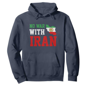 No War With Iran Hoodie Iran Freedom Protest TS12 Navy Print Your Wear