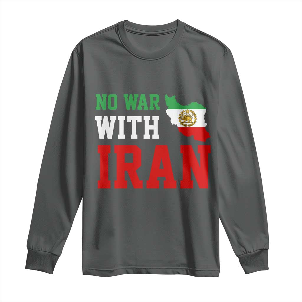 No War With Iran Long Sleeve Shirt Iran Freedom Protest TS12 Dark Heather Print Your Wear