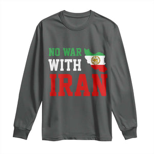 No War With Iran Long Sleeve Shirt Iran Freedom Protest TS12 Dark Heather Print Your Wear
