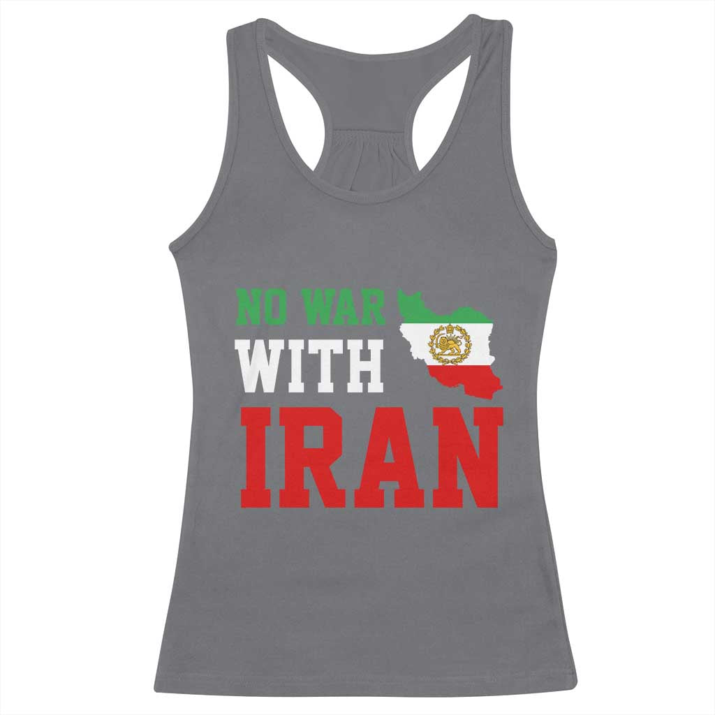 No War With Iran Racerback Tank Top Iran Freedom Protest TS12 Charcoal Print Your Wear
