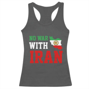 No War With Iran Racerback Tank Top Iran Freedom Protest TS12 Dark Heather Print Your Wear