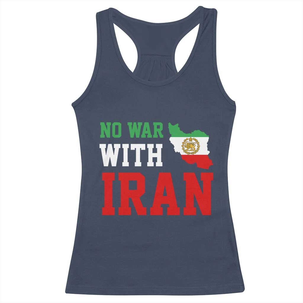 No War With Iran Racerback Tank Top Iran Freedom Protest TS12 Navy Print Your Wear