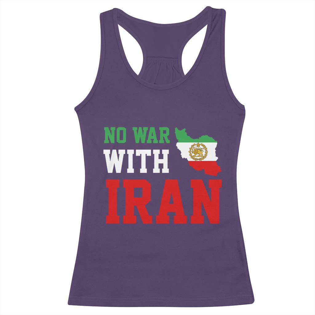 No War With Iran Racerback Tank Top Iran Freedom Protest TS12 Purple Print Your Wear