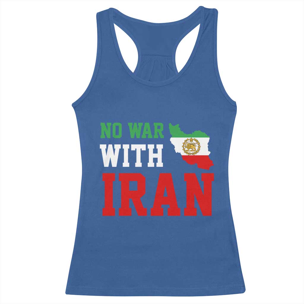 No War With Iran Racerback Tank Top Iran Freedom Protest TS12 Royal Blue Print Your Wear