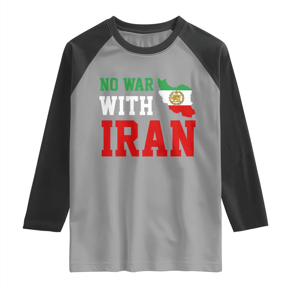 No War With Iran Raglan Shirt Iran Freedom Protest TS12 Sport Gray Black Print Your Wear