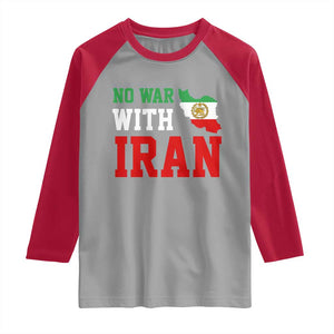 No War With Iran Raglan Shirt Iran Freedom Protest TS12 Sport Gray Red Print Your Wear