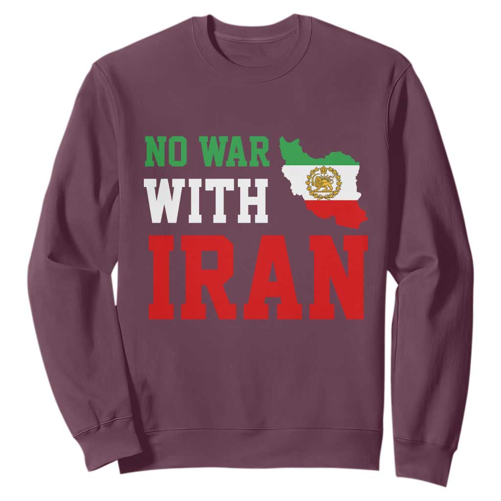 No War With Iran Sweatshirt Iran Freedom Protest TS12 Maroon Print Your Wear