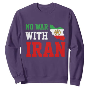 No War With Iran Sweatshirt Iran Freedom Protest TS12 Purple Print Your Wear