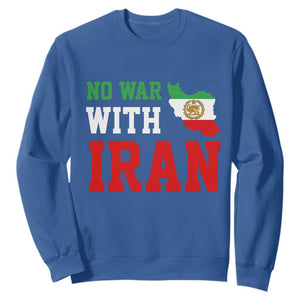 No War With Iran Sweatshirt Iran Freedom Protest TS12 Royal Blue Print Your Wear