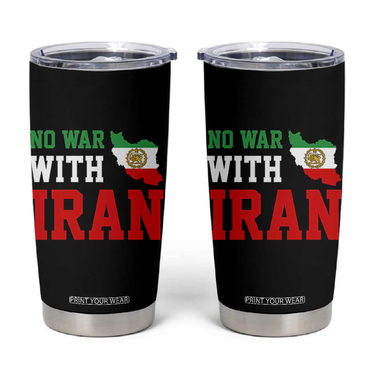 No War With Iran Tumbler Cup Iran Freedom Protest TS12 Black Print Your Wear