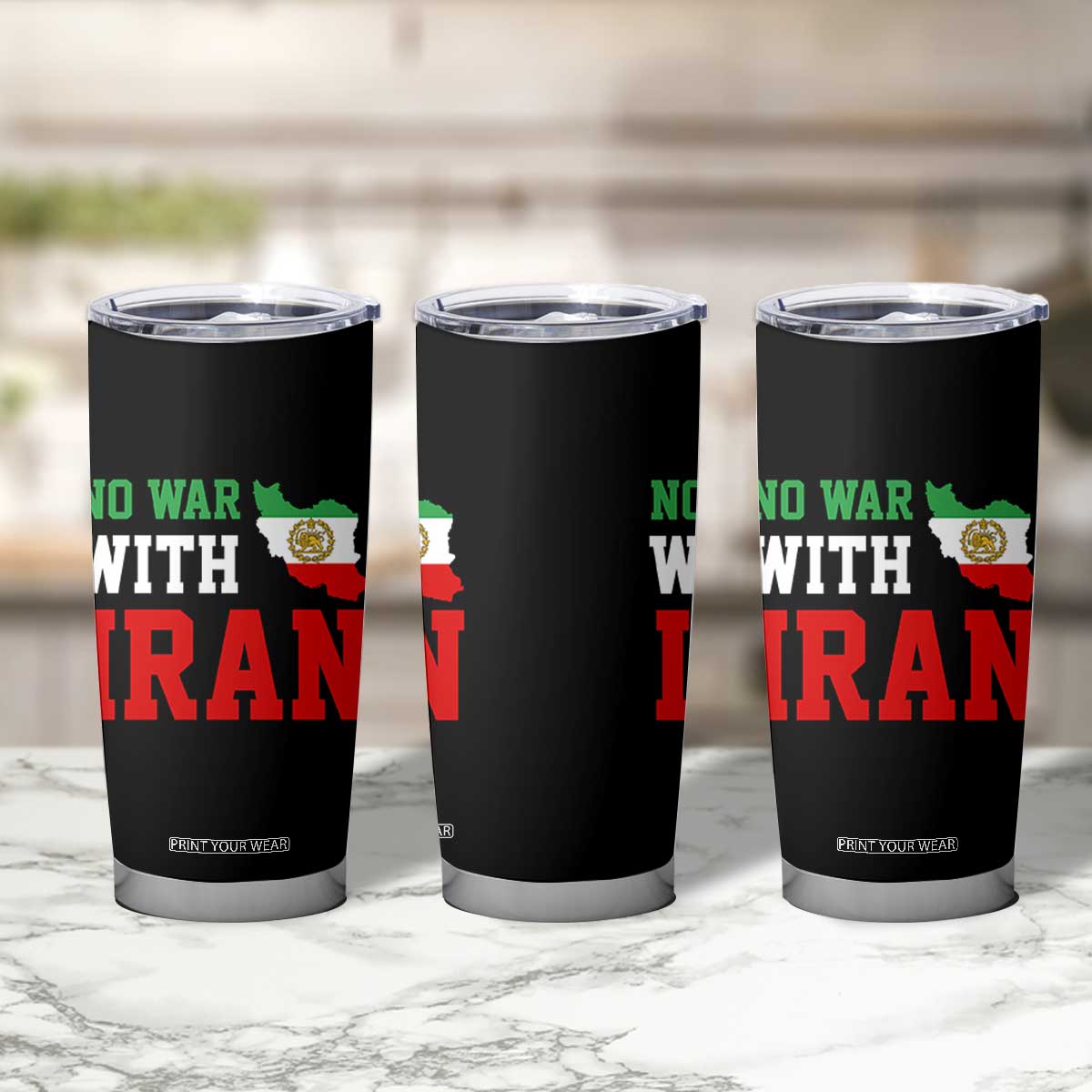 No War With Iran Tumbler Cup Iran Freedom Protest TS12 Print Your Wear