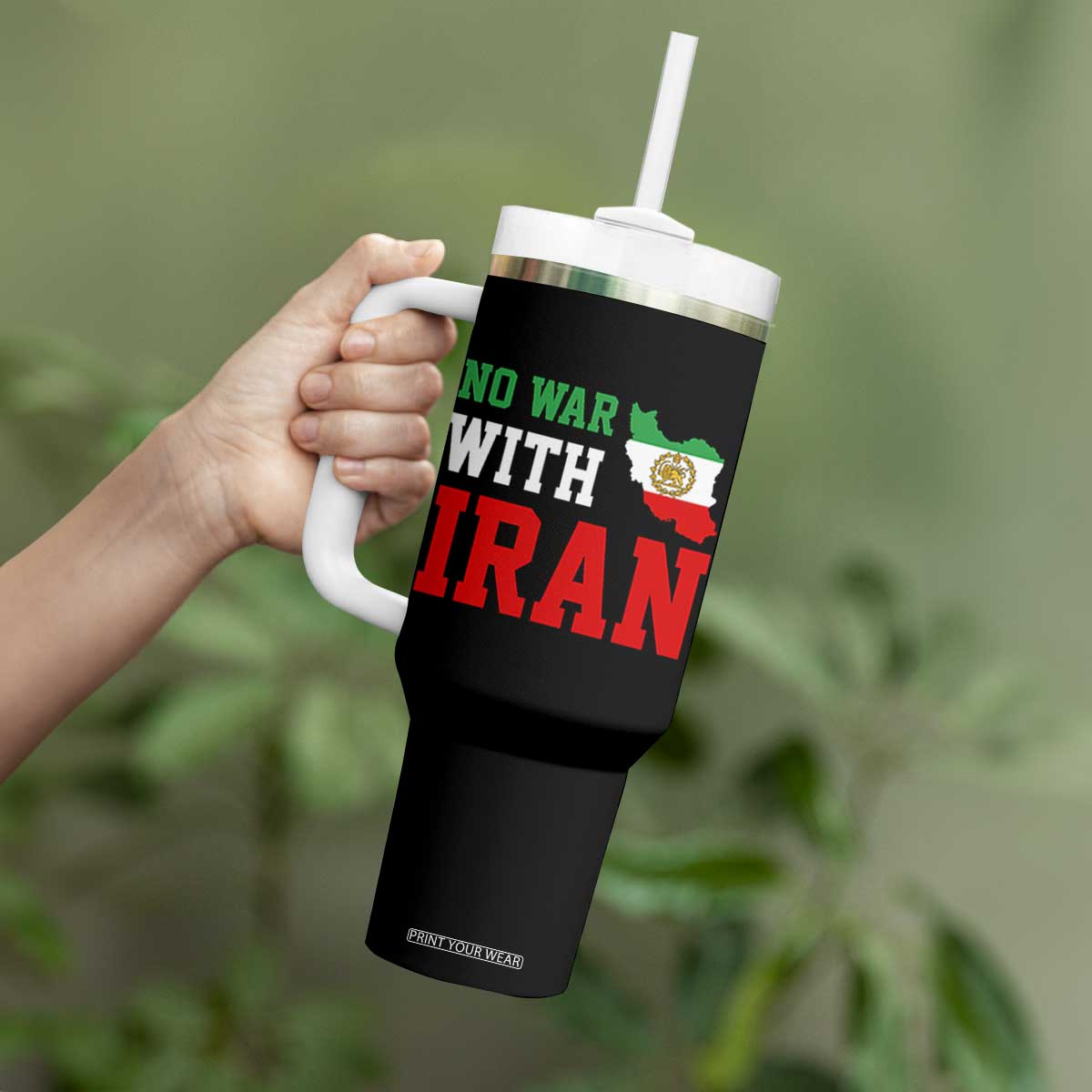 No War With Iran Tumbler With Handle Iran Freedom Protest TS12 Print Your Wear