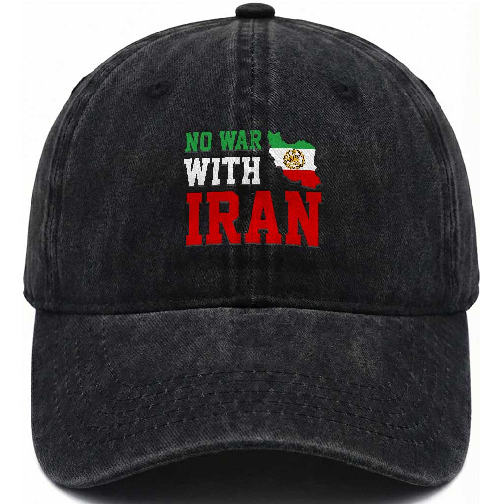 No War With Iran Washed Cotton Baseball Cap Iran Freedom Protest TS12 Print Your Wear