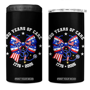 Nurse 250 Years Of Care 4 in 1 Can Cooler Tumbler Patriotic American Nurse Gift TS12 One Size: 16 oz Black Print Your Wear
