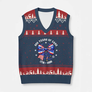 Nurse 250 Years Of Care V-Neck Knit Sweater Vest Patriotic American Nurse Gift TS12 Navy Red Print Your Wear