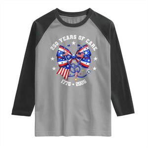 Nurse 250 Years Of Care Raglan Shirt Patriotic American Nurse Gift TS12 Sport Gray Black Print Your Wear