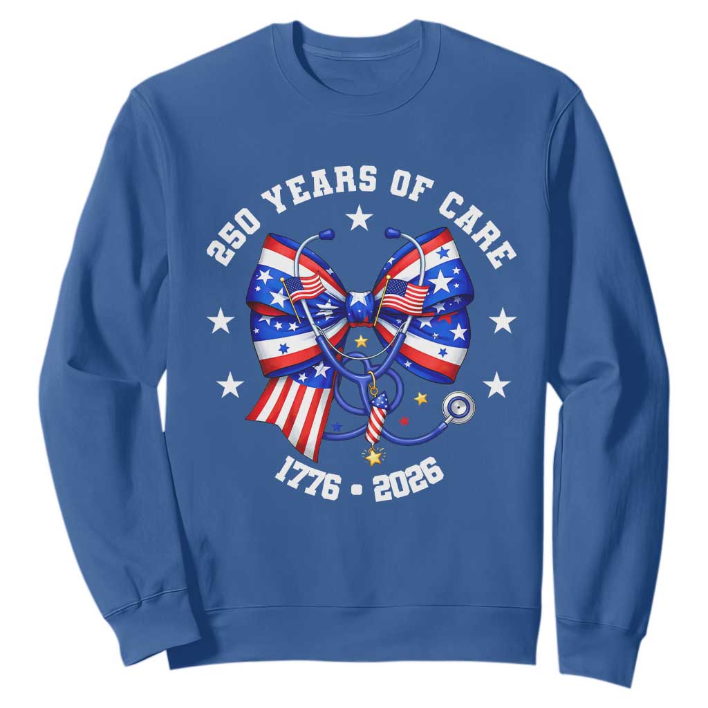 Nurse 250 Years Of Care Sweatshirt Patriotic American Nurse Gift TS12 Royal Blue Print Your Wear