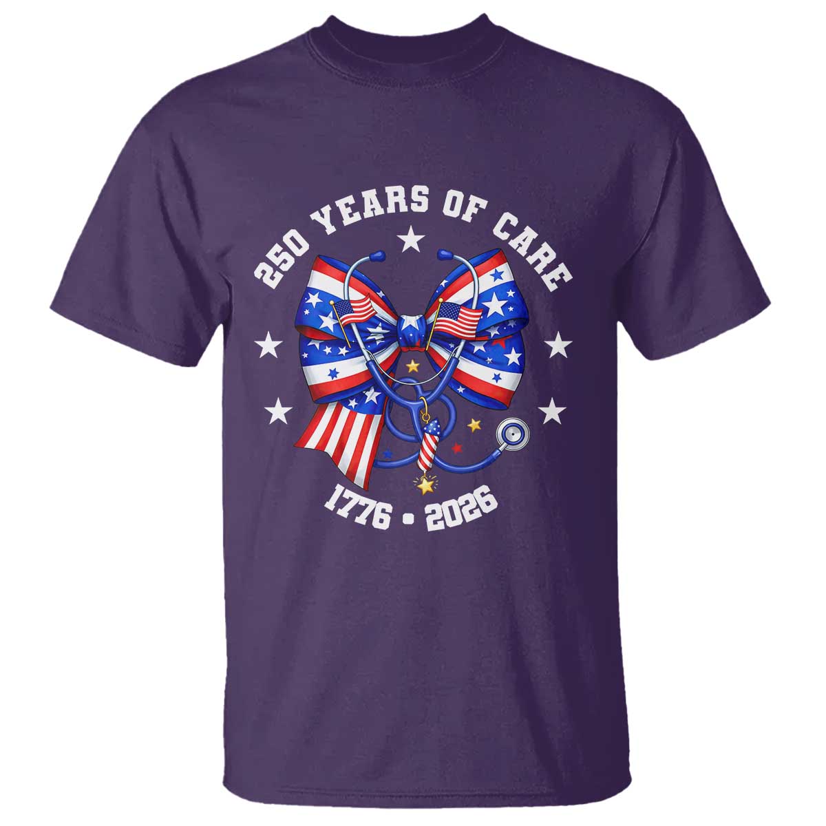 Nurse 250 Years Of Care T Shirt Patriotic American Nurse Gift TS12 Purple Print Your Wear
