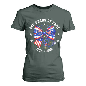 Nurse 250 Years Of Care T Shirt For Women Patriotic American Nurse Gift TS12 Dark Forest Green Print Your Wear