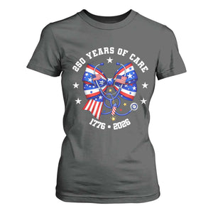 Nurse 250 Years Of Care T Shirt For Women Patriotic American Nurse Gift TS12 Dark Heather Print Your Wear