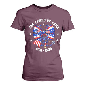 Nurse 250 Years Of Care T Shirt For Women Patriotic American Nurse Gift TS12 Maroon Print Your Wear