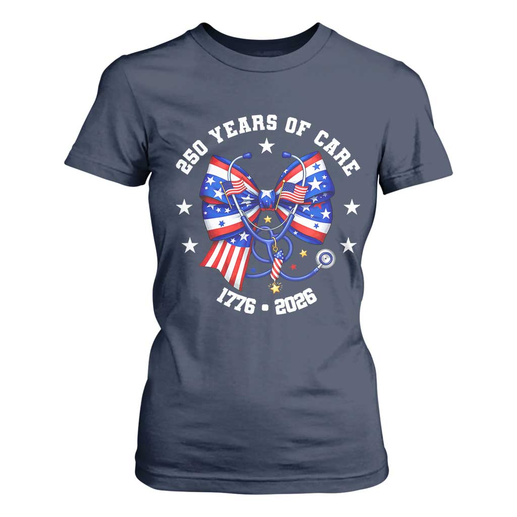 Nurse 250 Years Of Care T Shirt For Women Patriotic American Nurse Gift TS12 Navy Print Your Wear