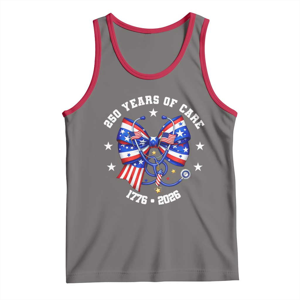 Nurse 250 Years Of Care Tank Top Patriotic American Nurse Gift TS12 Deep Heather Red Print Your Wear