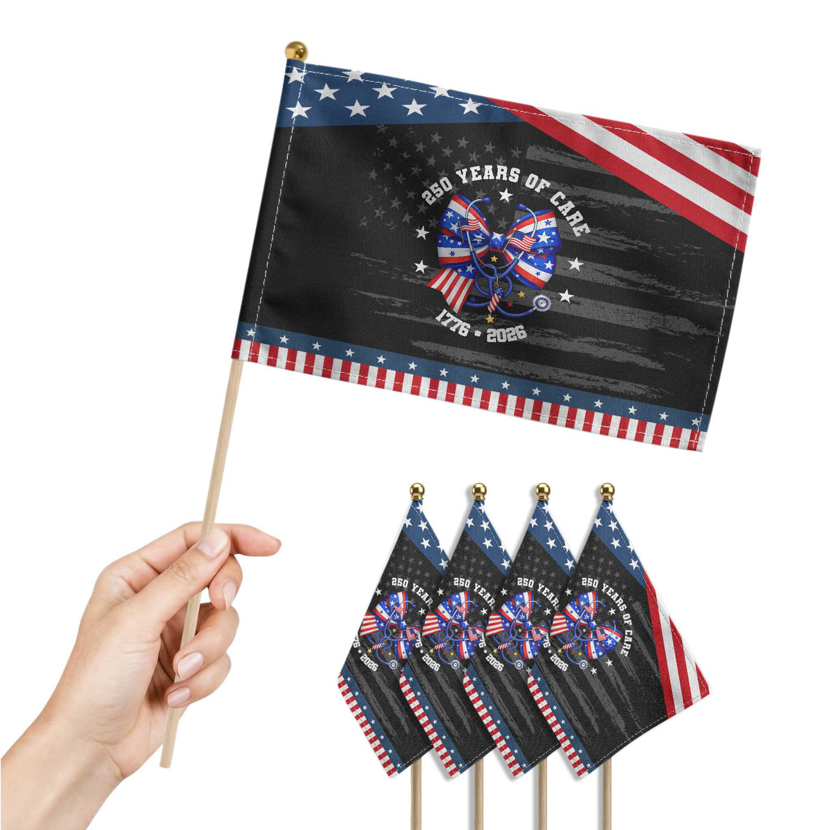 Nurse 250 Years Of Care Patriotic Handheld Flag Patriotic American Nurse Gift TS12 Print Your Wear