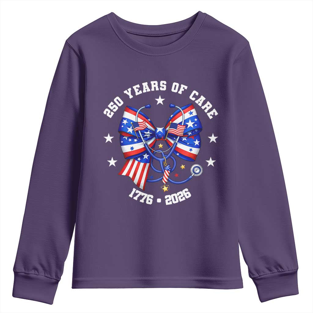 Nurse 250 Years Of Care Youth Sweatshirt Patriotic American Nurse Gift TS12 Purple Print Your Wear