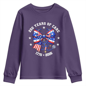 Nurse 250 Years Of Care Youth Sweatshirt Patriotic American Nurse Gift TS12 Purple Print Your Wear