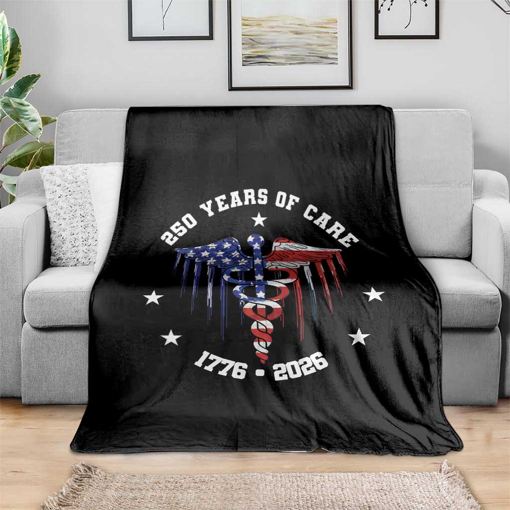 Patriotic Nurse 250 Years Of Care Throw Blanket Healthcare Worker Gift TS12 Print Your Wear