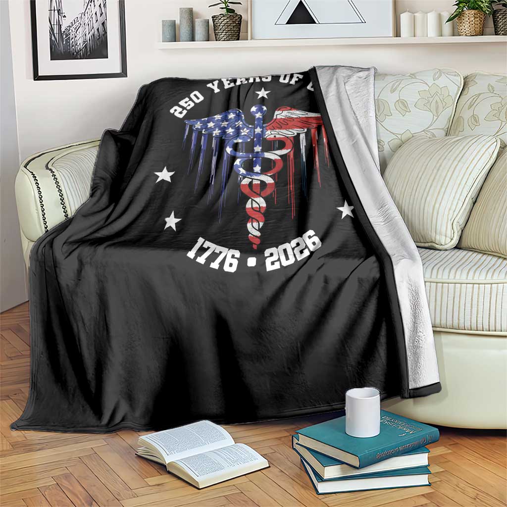 Patriotic Nurse 250 Years Of Care Throw Blanket Healthcare Worker Gift TS12 Print Your Wear