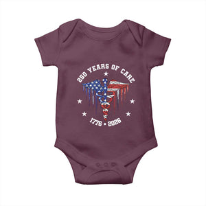 Patriotic Nurse 250 Years Of Care Baby Onesie Healthcare Worker Gift TS12 Maroon Print Your Wear