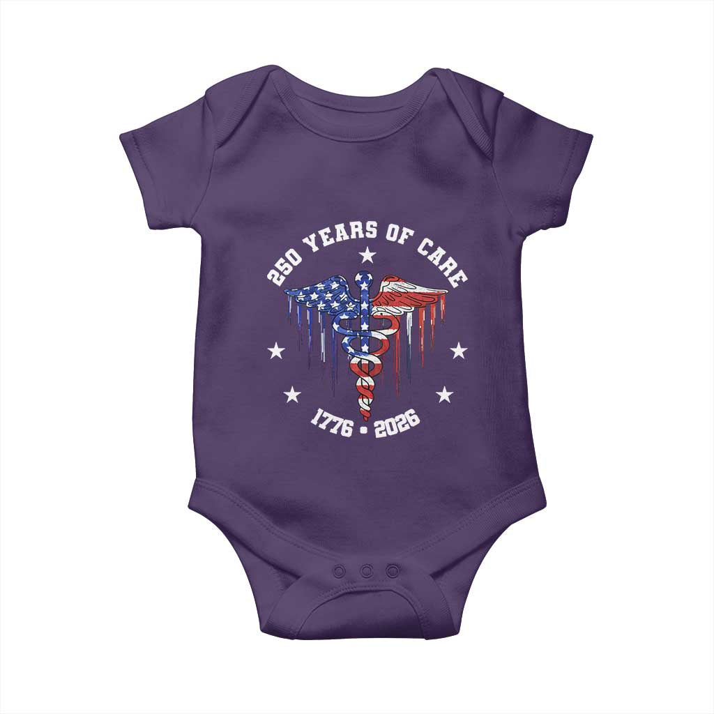 Patriotic Nurse 250 Years Of Care Baby Onesie Healthcare Worker Gift TS12 Purple Print Your Wear