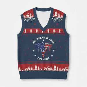 Patriotic Nurse 250 Years Of Care V-Neck Knit Sweater Vest Healthcare Worker Gift TS12 Navy Red Print Your Wear