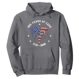 Patriotic Nurse 250 Years Of Care Hoodie Healthcare Worker Gift TS12 Charcoal Print Your Wear