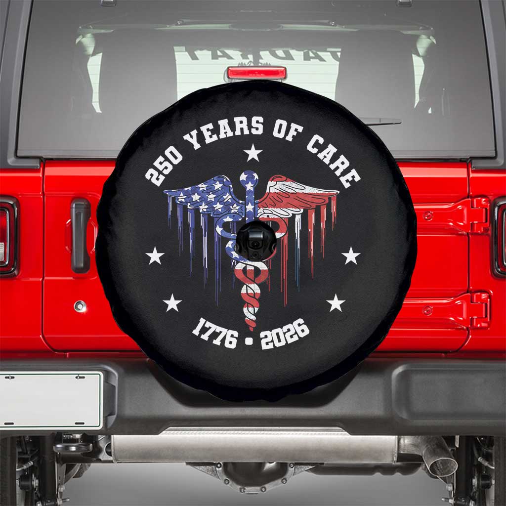 Patriotic Nurse 250 Years Of Care Spare Tire Cover Healthcare Worker Gift TS12 Black Print Your Wear