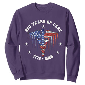 Patriotic Nurse 250 Years Of Care Sweatshirt Healthcare Worker Gift TS12 Purple Print Your Wear