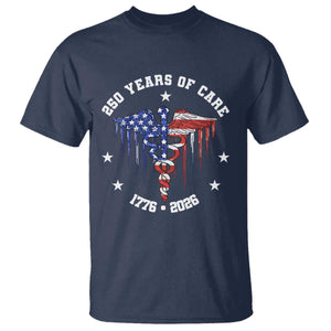 Patriotic Nurse 250 Years Of Care T Shirt Healthcare Worker Gift TS12 Navy Print Your Wear