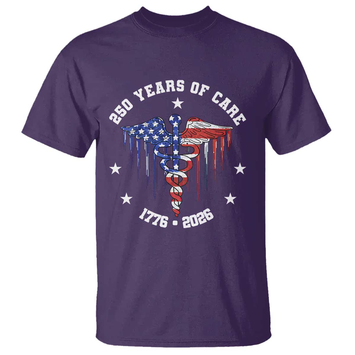 Patriotic Nurse 250 Years Of Care T Shirt Healthcare Worker Gift TS12 Purple Print Your Wear