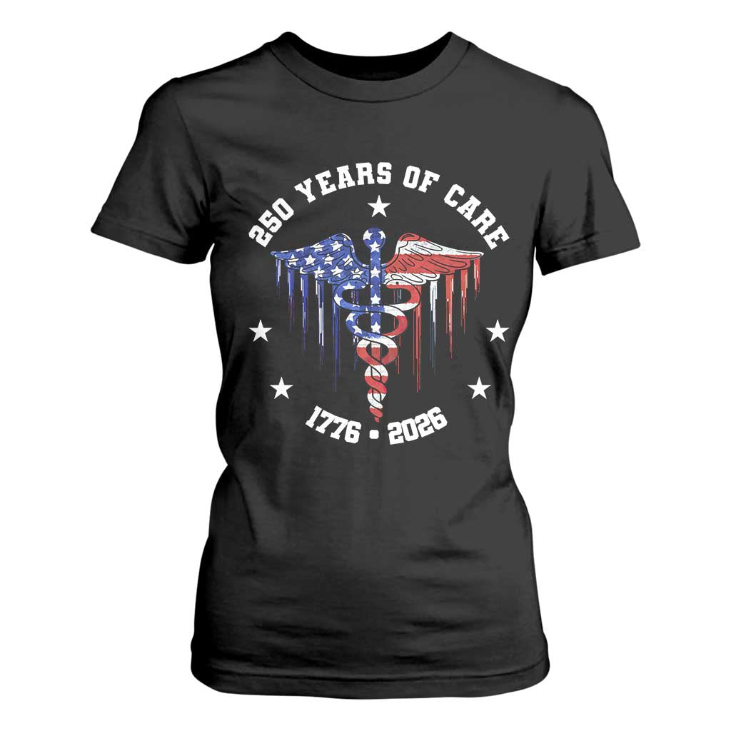 Patriotic Nurse 250 Years Of Care T Shirt For Women Healthcare Worker Gift TS12 Black Print Your Wear
