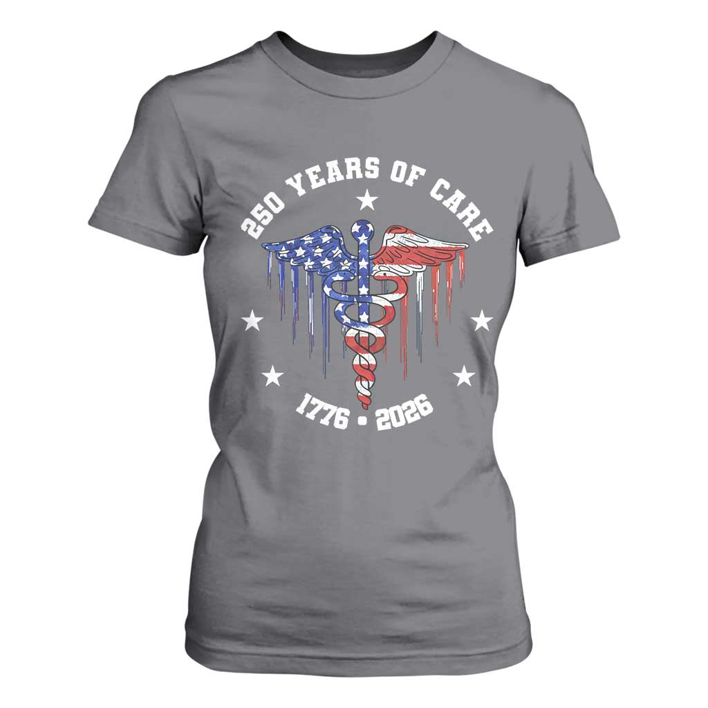 Patriotic Nurse 250 Years Of Care T Shirt For Women Healthcare Worker Gift TS12 Charcoal Print Your Wear
