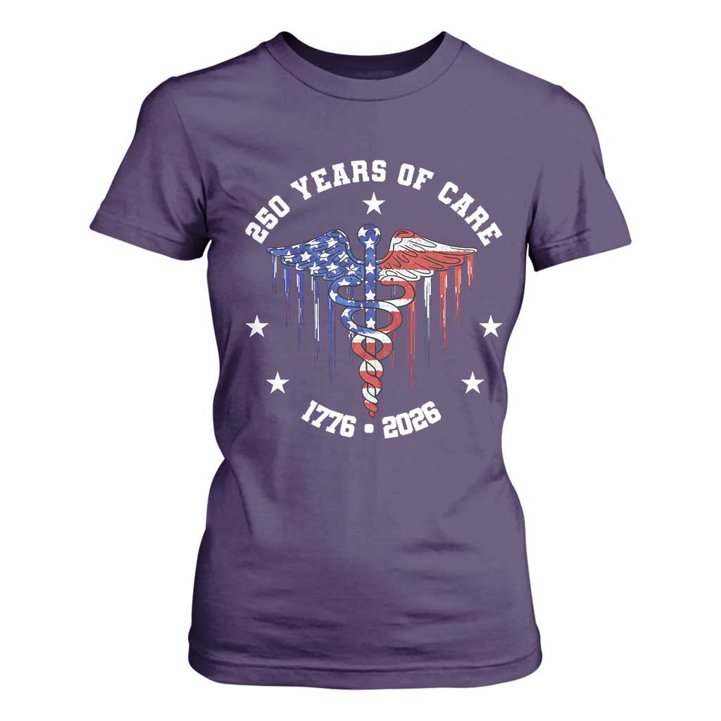 Patriotic Nurse 250 Years Of Care T Shirt For Women Healthcare Worker Gift TS12 Purple Print Your Wear