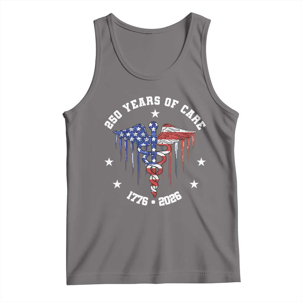 Patriotic Nurse 250 Years Of Care Tank Top Healthcare Worker Gift TS12 Deep Heather Print Your Wear