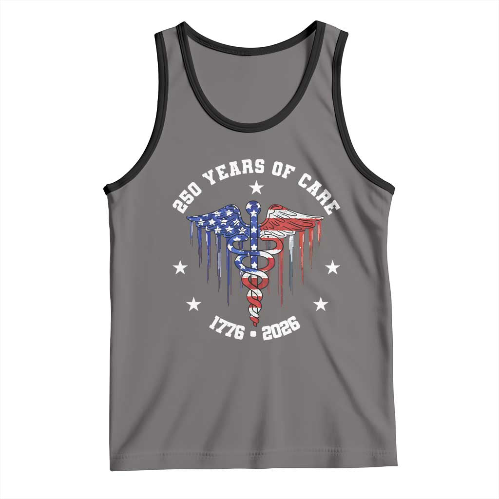 Patriotic Nurse 250 Years Of Care Tank Top Healthcare Worker Gift TS12 Deep Heather Black Print Your Wear