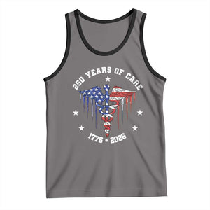 Patriotic Nurse 250 Years Of Care Tank Top Healthcare Worker Gift TS12 Deep Heather Black Print Your Wear